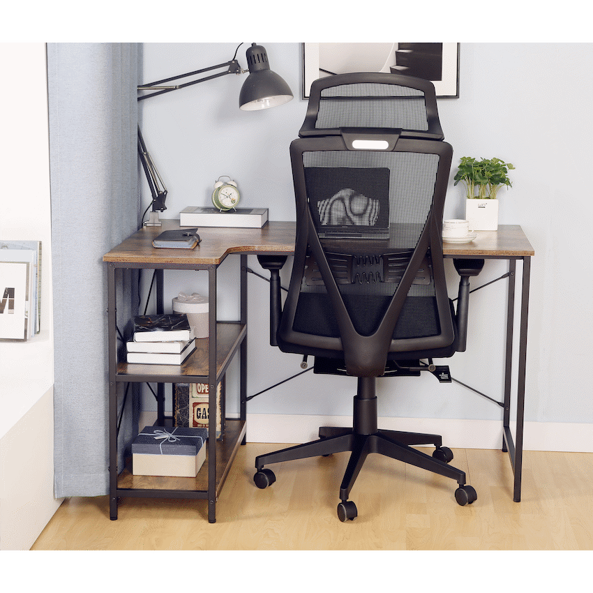 Everfurn Furniture Everfurn Anthony L-Shaped Corner Work Desk - Steel Frame