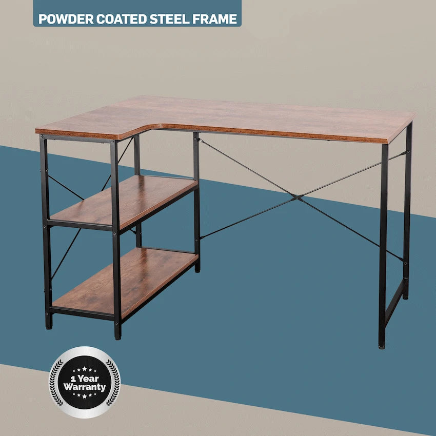 Everfurn Furniture Everfurn Anthony L-Shaped Corner Work Desk - Steel Frame