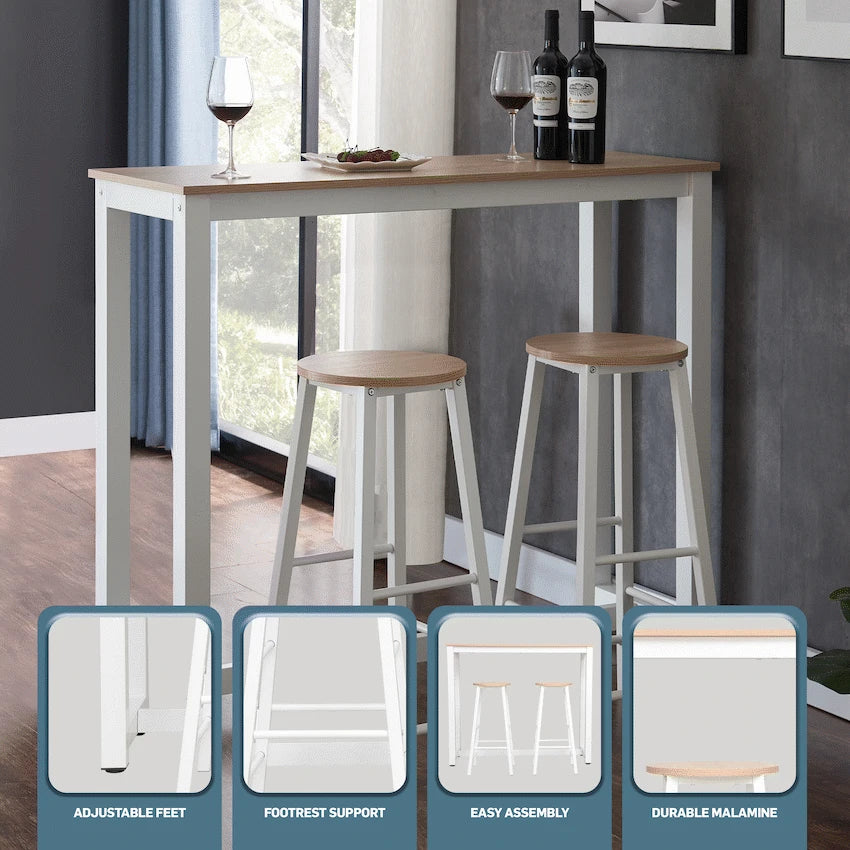 Everfurn Furniture Everfurn Chenin 3-Piece Bar Table & Stool Set with Powder-Coated Frame