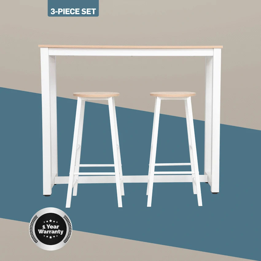 Everfurn Furniture Everfurn Chenin 3-Piece Bar Table & Stool Set with Powder-Coated Frame