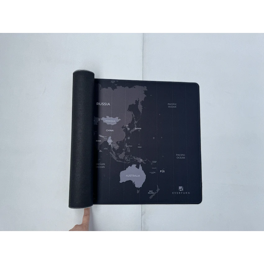 Everfurn Furniture Everfurn Desk Mat - World Map - Large - Black - Non-Slip