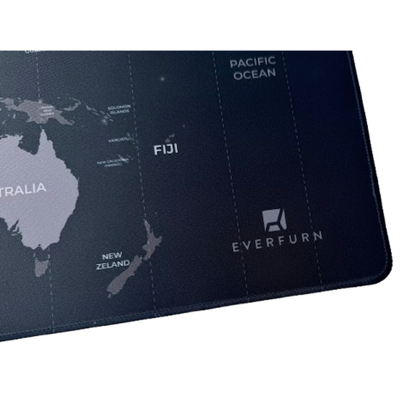 Everfurn Furniture Everfurn Desk Mat - World Map - Large - Black - Non-Slip