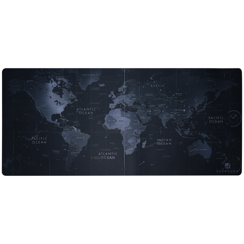 Everfurn Furniture Everfurn Desk Mat - World Map - Large - Black - Non-Slip