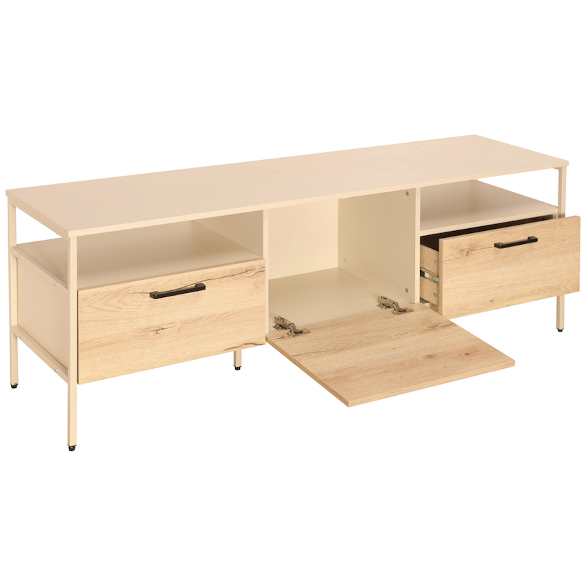 Everfurn Furniture Everfurn Ellen TV Stand - Melamine - Powder-Coated Steel Frame - 2 Drawers - Storage Cabinet