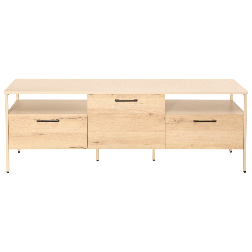 Everfurn Furniture Everfurn Ellen TV Stand - Melamine - Powder-Coated Steel Frame - 2 Drawers - Storage Cabinet
