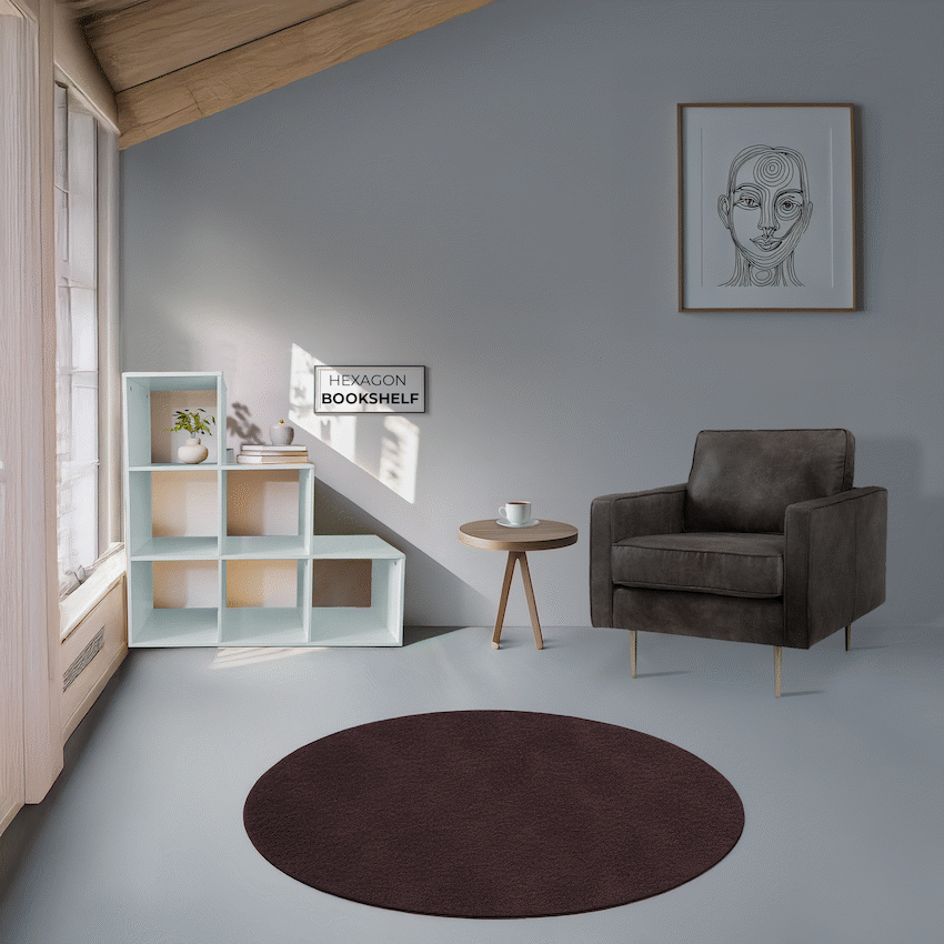 Everfurn Furniture Everfurn Hexagon Bookshelf, High Pressure Laminate