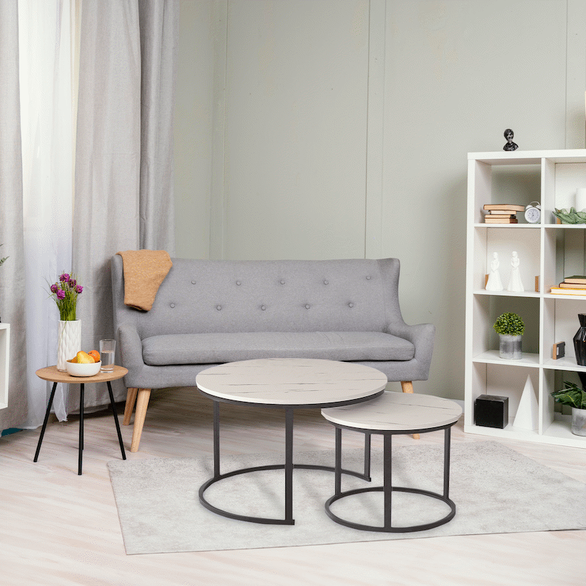 Everfurn Furniture Everfurn Indus Nesting Coffee Table - White (2 Piece)