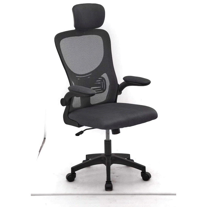 Everfurn Furniture Everfurn Kira High Back Office Chair with Headrest - Grey with Black Frame