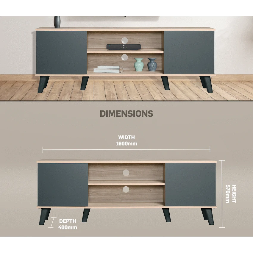 Everfurn Furniture Everfurn Laurel TV Stand 1600w, Two Cupboards