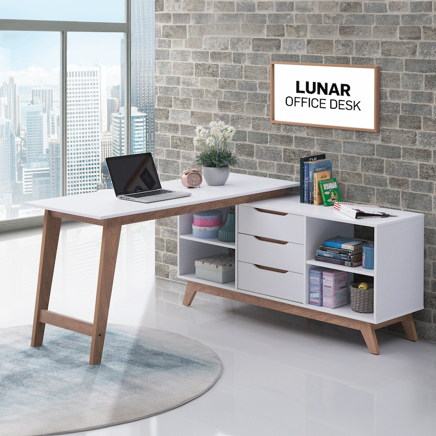 Everfurn Furniture Everfurn Lunar Office Desk - 2 Boxes