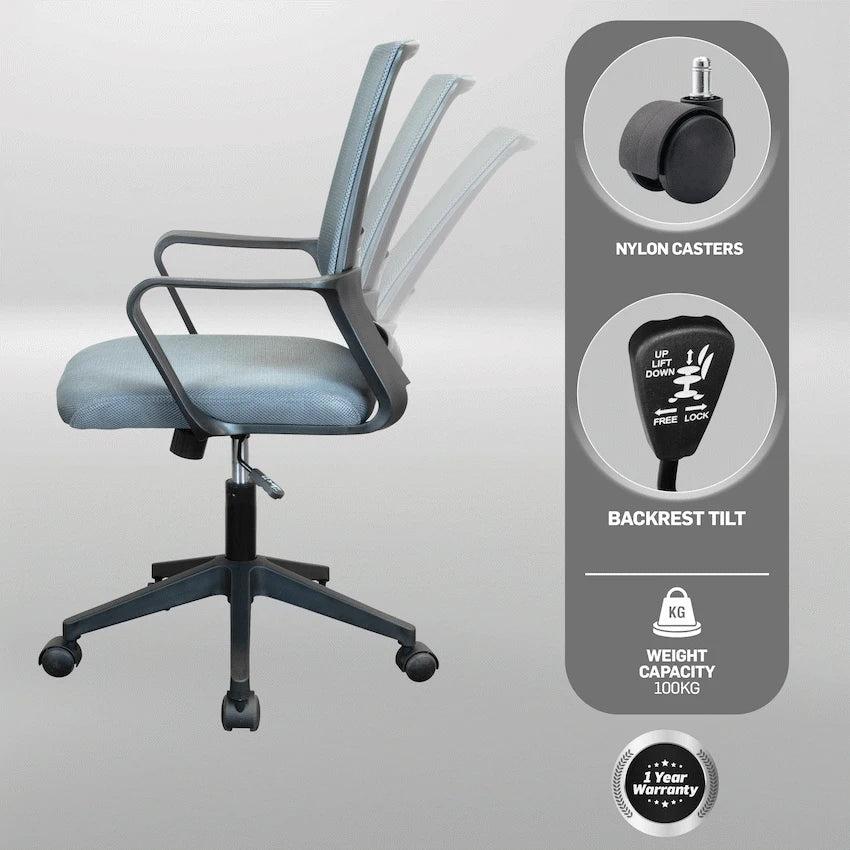 Everfurn Furniture Everfurn Marine Mid-Back Chair - Grey