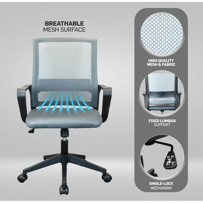 Everfurn Furniture Everfurn Marine Mid-Back Chair - Grey