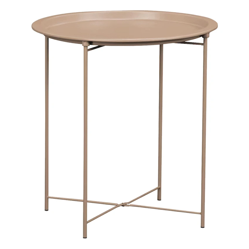 Everfurn Furniture Everfurn Nala Side Table Beige, Painted MDF, Steel Frame, 2 Pack