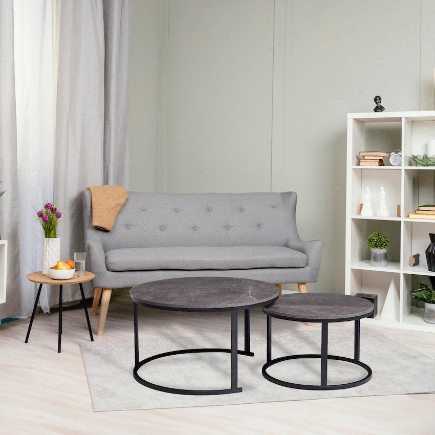Everfurn Furniture Everfurn Nile Nesting Coffee Table Marble, 2 Piece