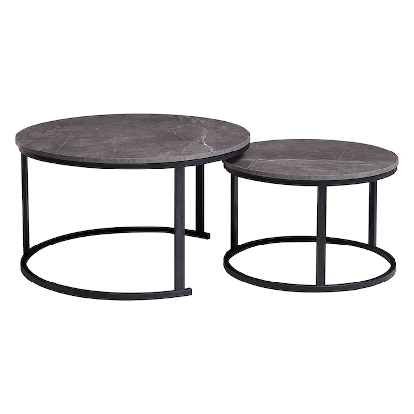 Everfurn Furniture Everfurn Nile Nesting Coffee Table Marble, 2 Piece