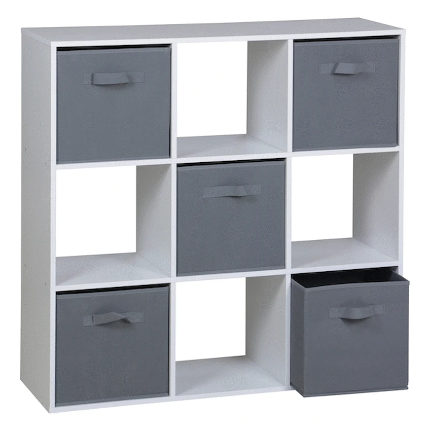 Everfurn Furniture Everfurn Ninefold Bookshelf with 5 Storage Bins