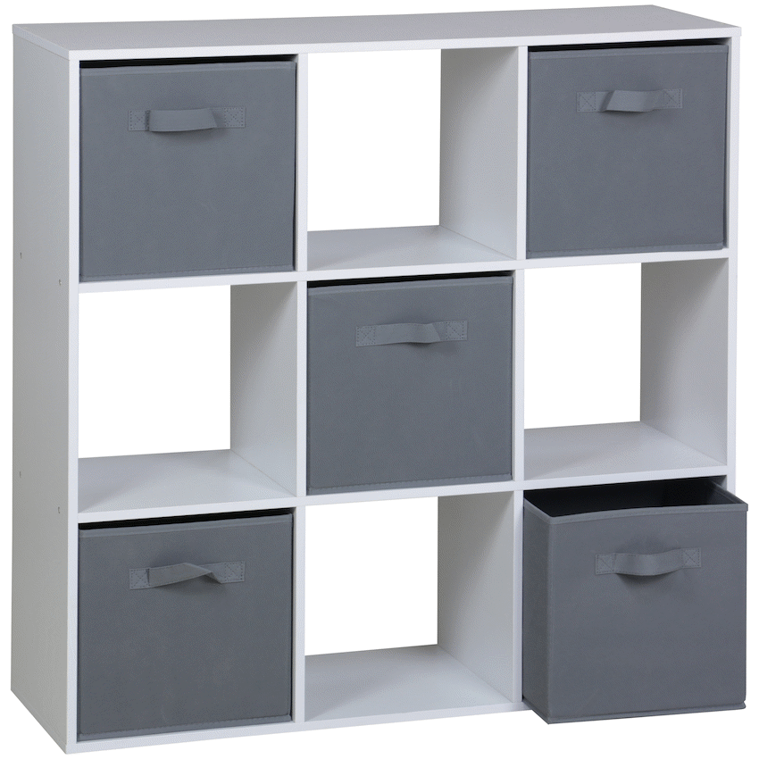 Everfurn Furniture Everfurn Ninefold Bookshelf with 5 Storage Bins
