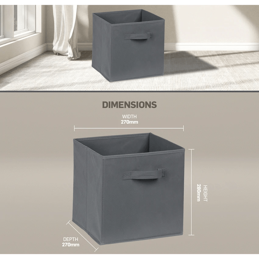Everfurn Furniture Everfurn Storeman Grey, Collapsible Fabric Organiser Storage Basket - 10 Pack