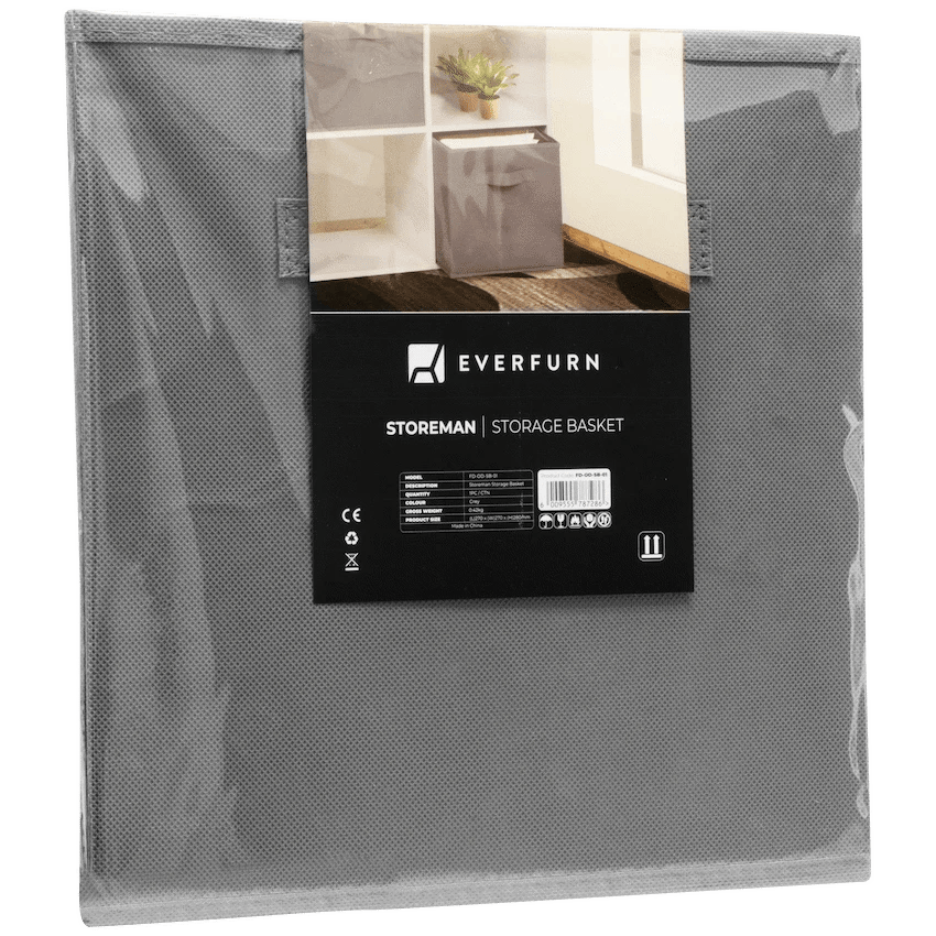 Everfurn Furniture Everfurn Storeman Grey, Collapsible Fabric Organiser Storage Basket - 10 Pack