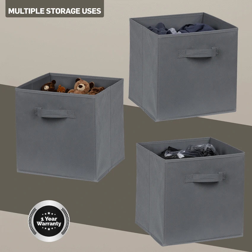 Everfurn Furniture Everfurn Storeman Grey, Collapsible Fabric Organiser Storage Basket - 10 Pack