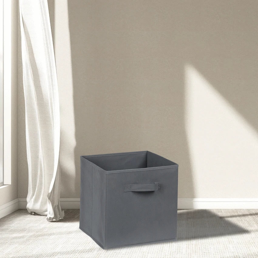 Everfurn Furniture Everfurn Storeman Grey, Collapsible Fabric Organiser Storage Basket - 10 Pack