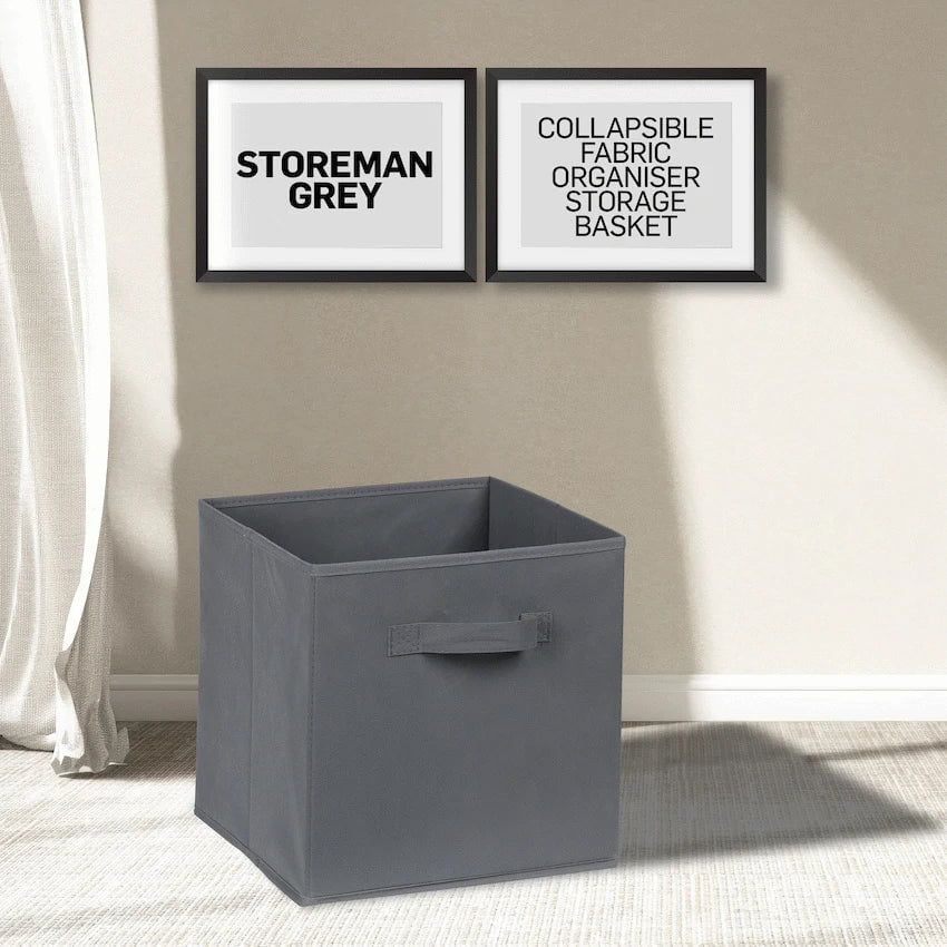 Everfurn Furniture Everfurn Storeman Grey, Collapsible Fabric Organiser Storage Basket - 10 Pack