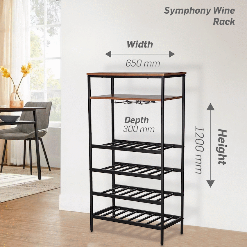 Everfurn Furniture Everfurn Symphony Wine Rack - Steel Frame - Adjustable Feet