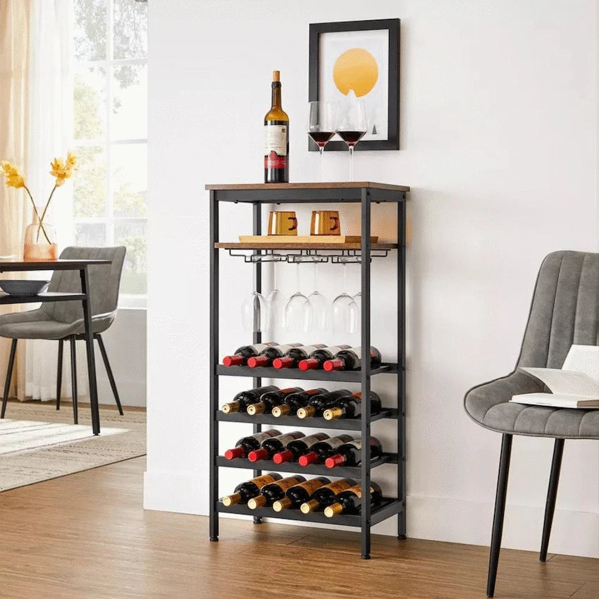 Everfurn Furniture Everfurn Symphony Wine Rack - Steel Frame - Adjustable Feet