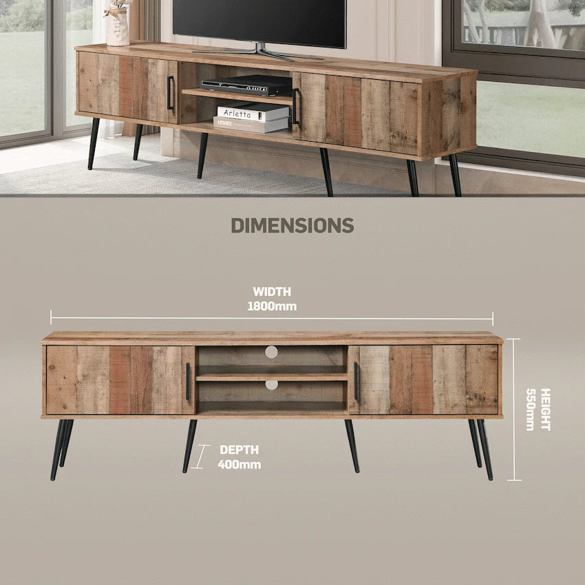 Everfurn Furniture Everfurn Vernice TV Stand - 1800w with Two Cupboards