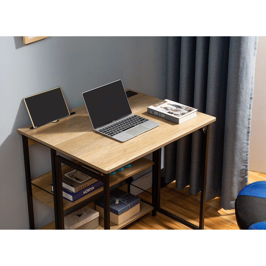 Everfurn Furniture Everfurn Viron Folding Desk with 2-Prong Plugs and USB