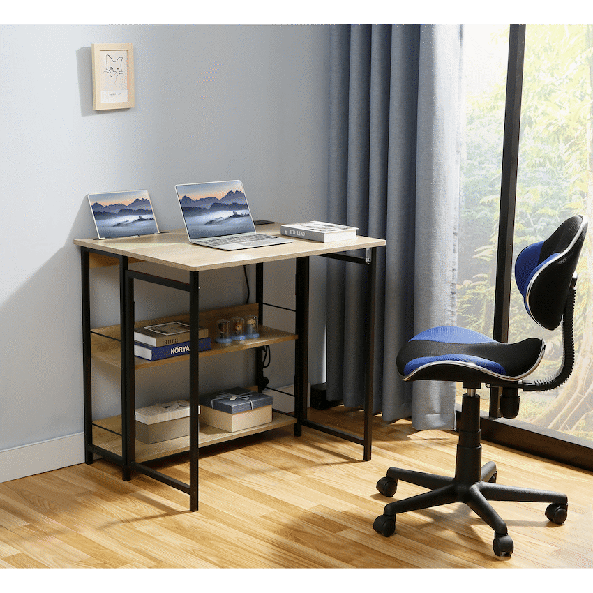 Everfurn Furniture Everfurn Viron Folding Desk with 2-Prong Plugs and USB