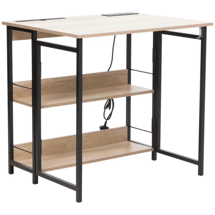 Everfurn Furniture Everfurn Viron Folding Desk with 2-Prong Plugs and USB