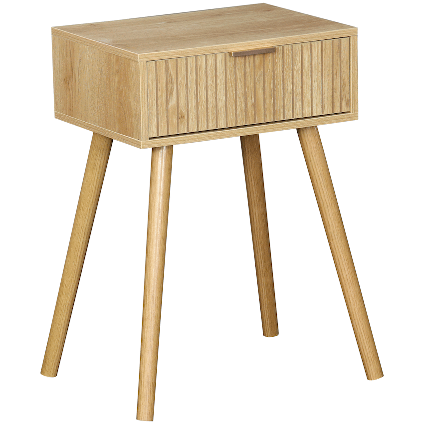 Everfurn Furniture Everfurn Yoko Side Table Wood, Melamine, Pine Wood Legs, 1x Drawer