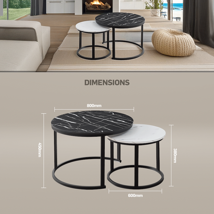 Everfurn Furniture Indus Nesting Coffee Table Ying Yang