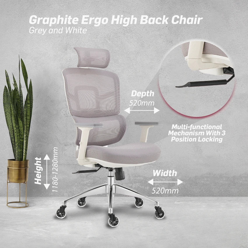 Everfurn Premium Furniture Everfurn Premium Graphite Ergo High Back Chair - Grey