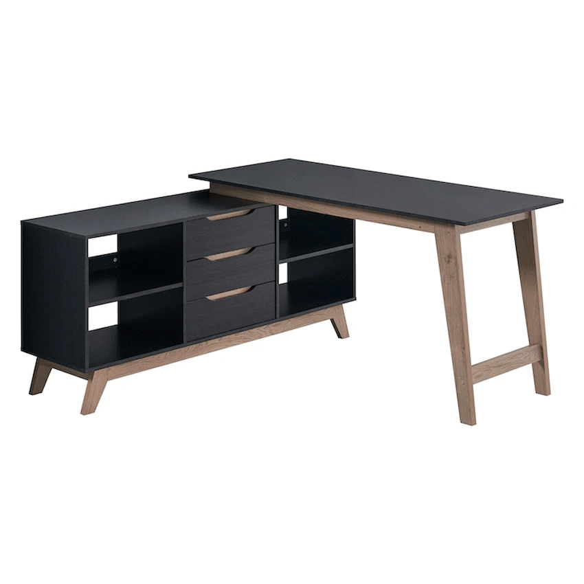 Everfurn Premium Furniture Everfurn Premium Lunar Office Desk - Black, L-Shaped, with Storage (Box 2 of 2)