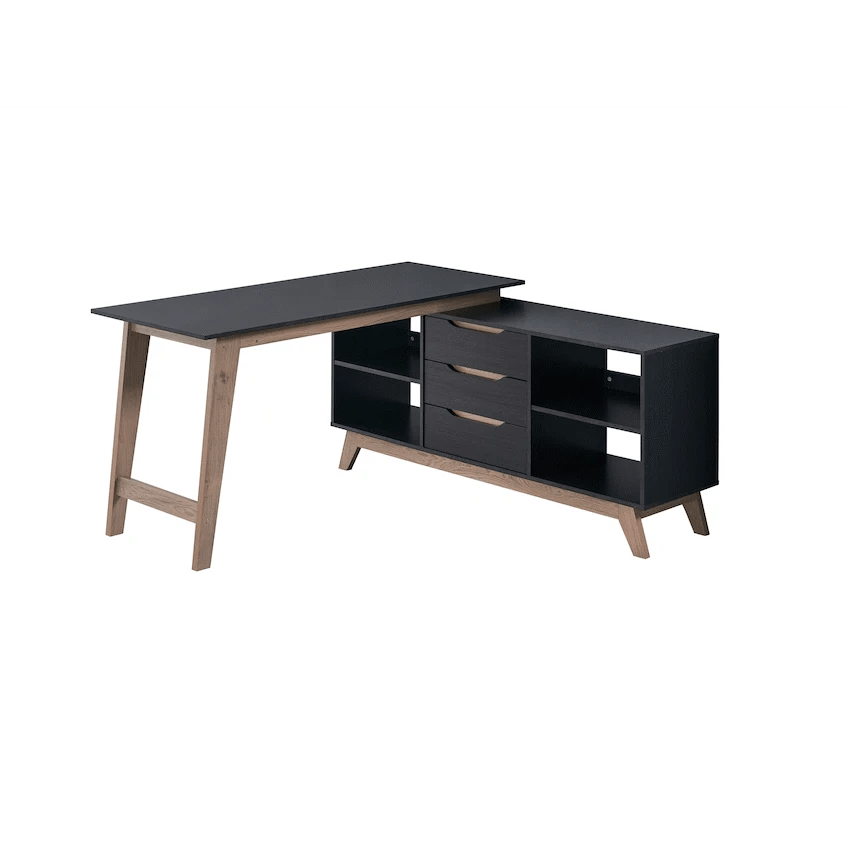 Everfurn Premium Furniture Everfurn Premium Lunar Office Desk - Black, L-Shaped, with Storage (Box 2 of 2)