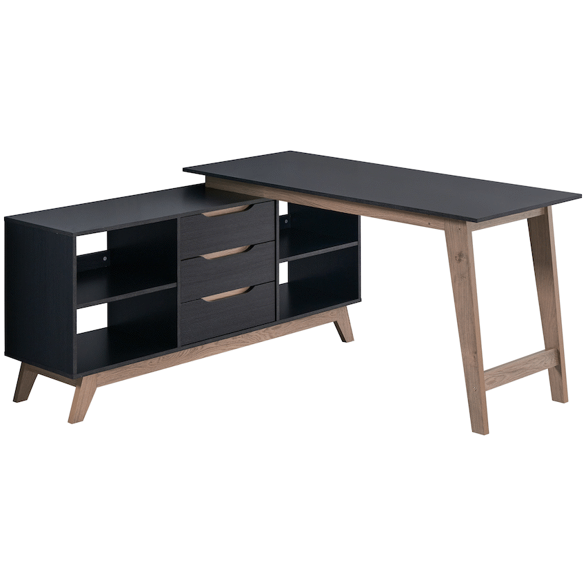 Everfurn Premium Furniture Everfurn Premium Lunar Office Desk - Black, L-Shaped, with Storage (Box 2 of 2)