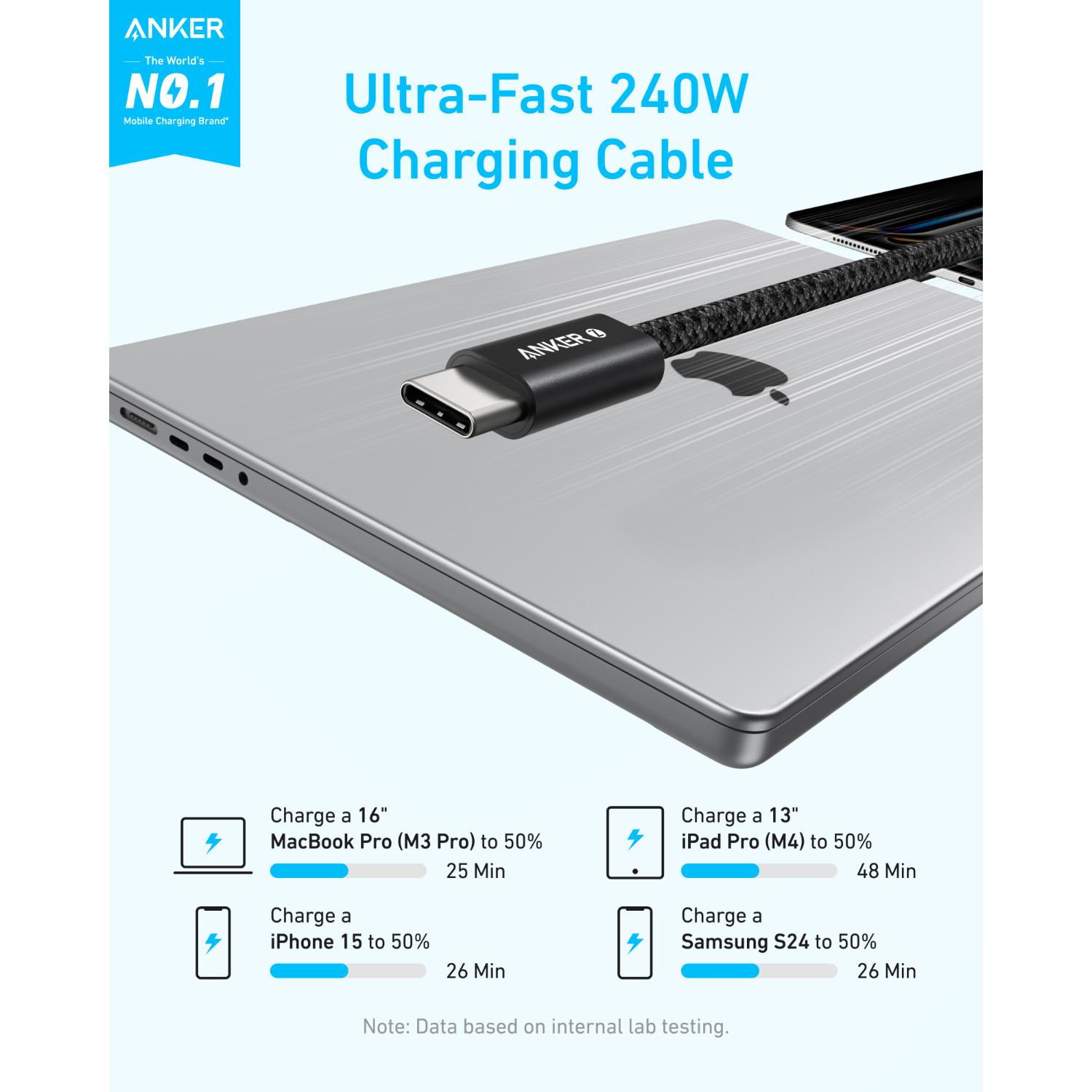 Anker USB C-USB C 1 Metre Fast Charging 240W Braided Cable - Black