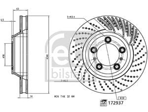 FEBI Front Right Brake Disc Porsche 911 991 & Boxster 981 - 172937