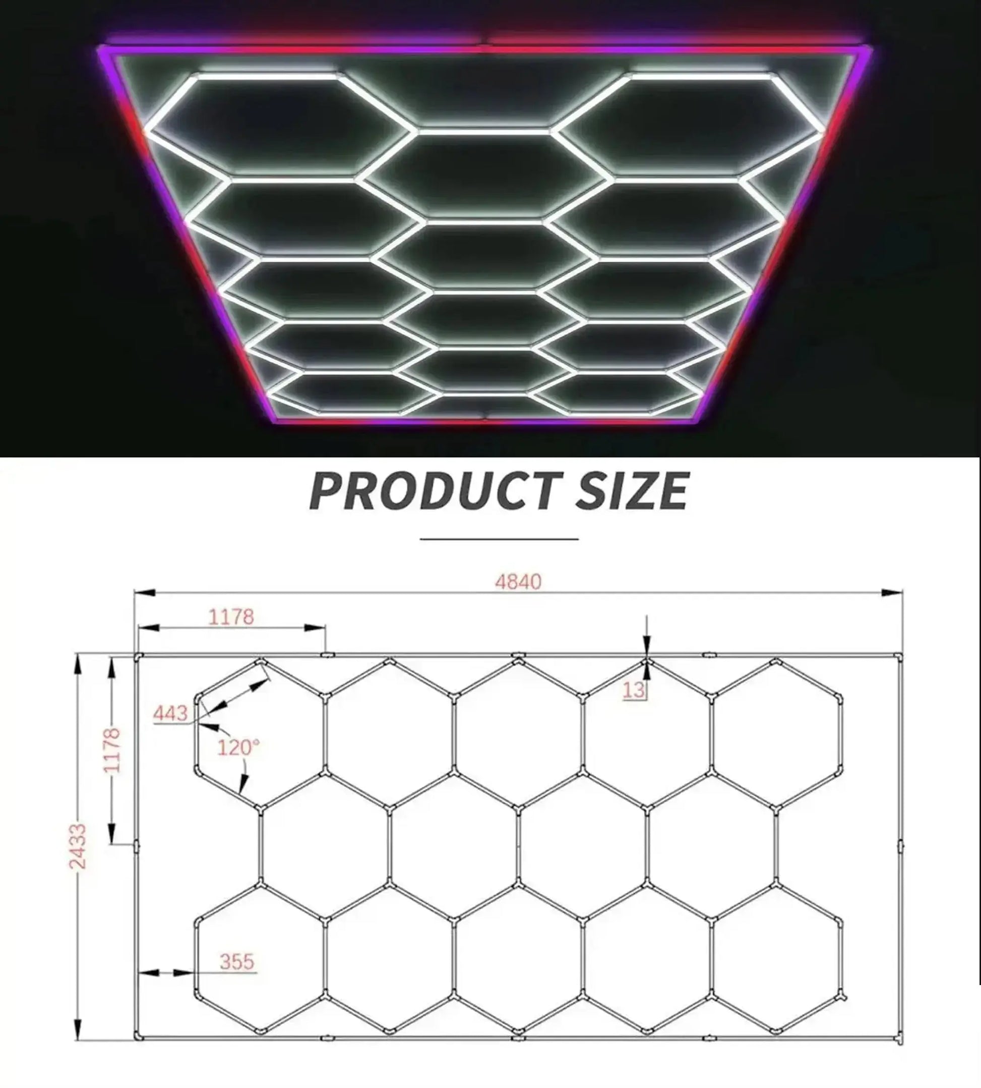 GUNMANSA 14 Piece Set Hex Light Kit with RGB Border