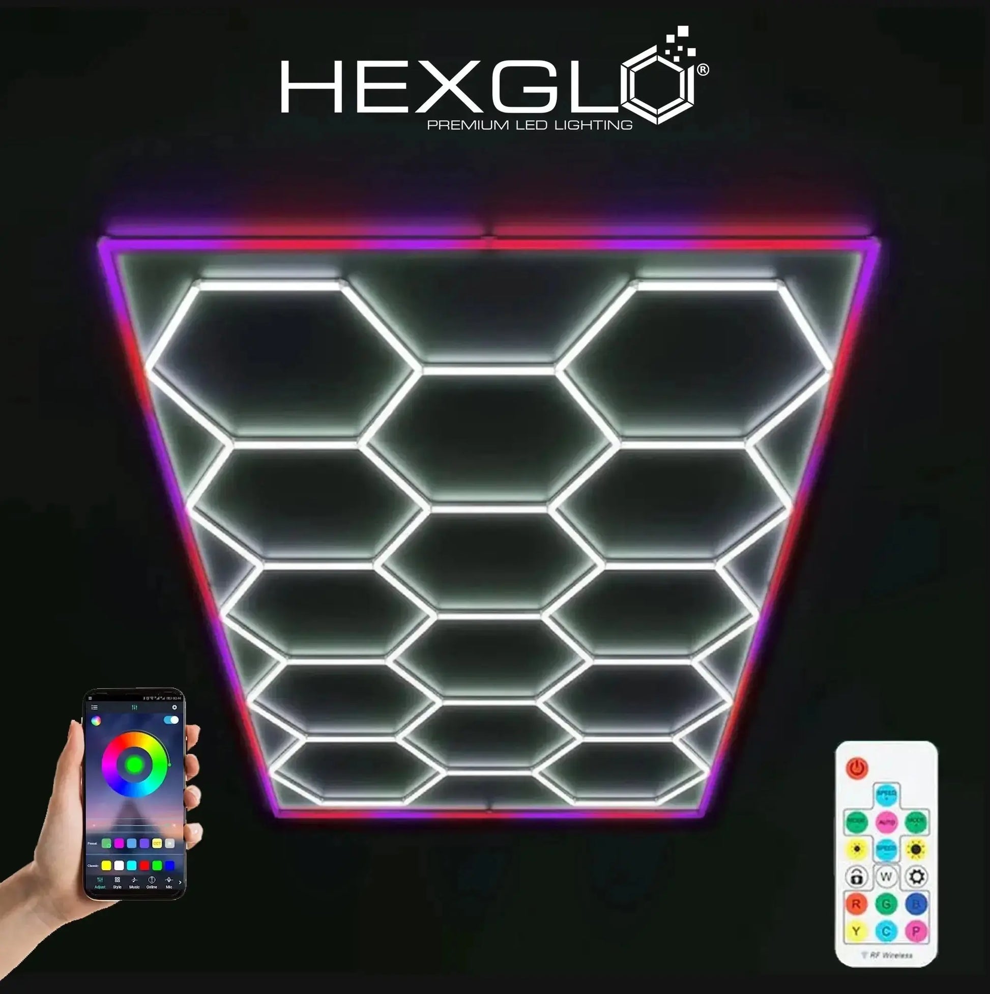 GUNMANSA 14 Piece Set Hex Light Kit with RGB Border