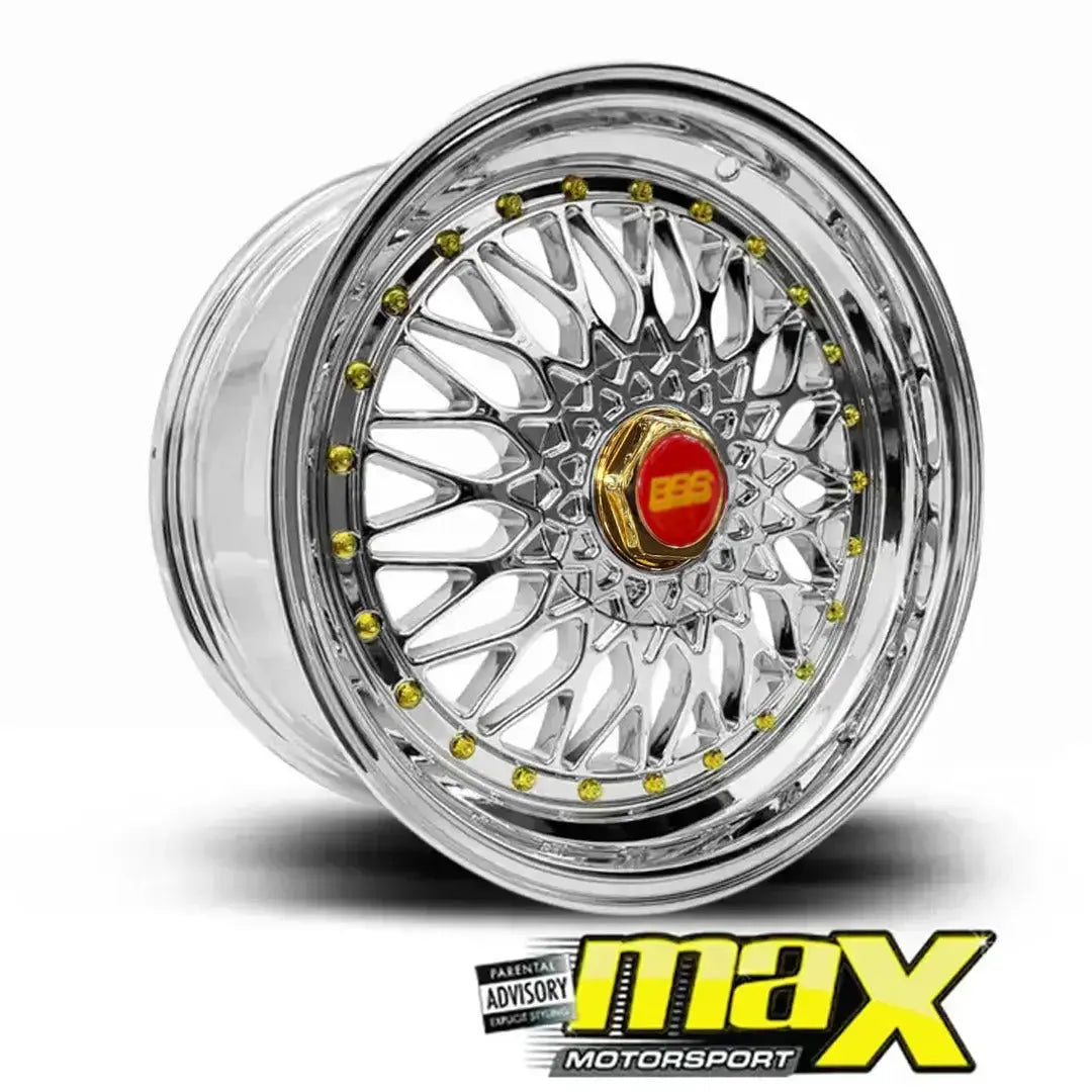 GUNMANSA 15 Inch Mag Wheel - MXBS-15GLD Chrome Mesh Wheel - 4x100 / 5x100 PCD