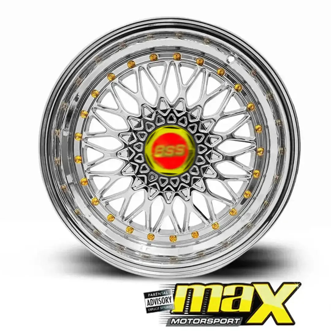 GUNMANSA 15 Inch Mag Wheel - MXBS-15GLD Chrome Mesh Wheel - 4x100 / 5x100 PCD