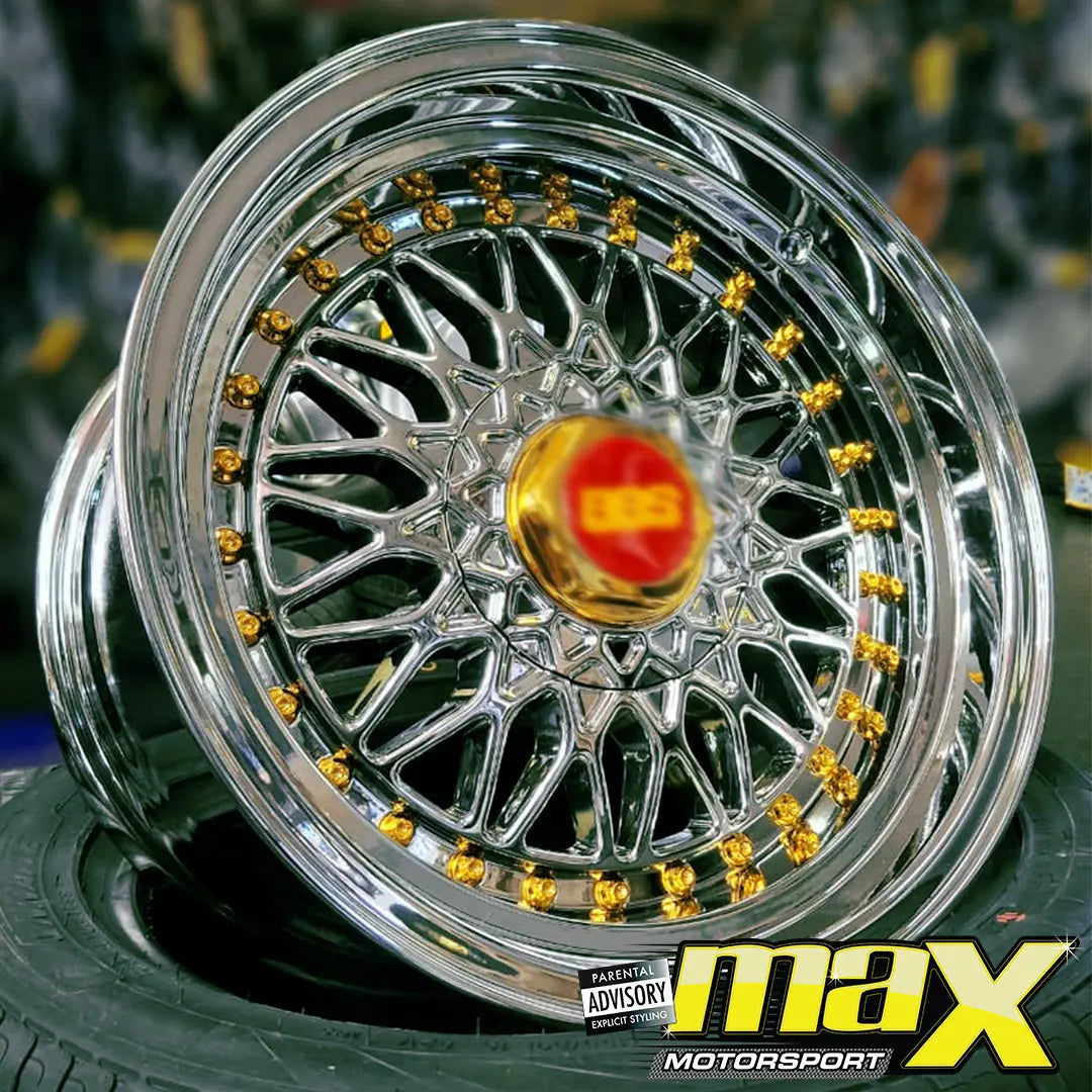 GUNMANSA 17 Inch Mag Wheel - MXBS-17GLD Chrome Mesh Wheel - 4x100 / 5x100 PCD