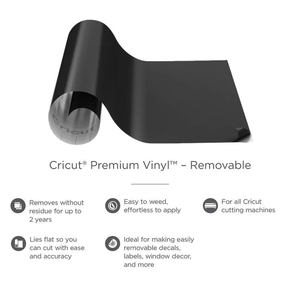 GUNMANSA 2004296 - Cricut Premium Vinyl Removable 30.5x122cm (Black)