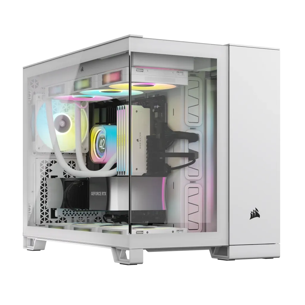 GUNMANSA 2500X RGB Micro ATX White Dual Chamber PC Case; 2x 3.5'' |  2x 2.5'' Drive Bays; Up to 360mm Radiator; 2x 120mm fan incl