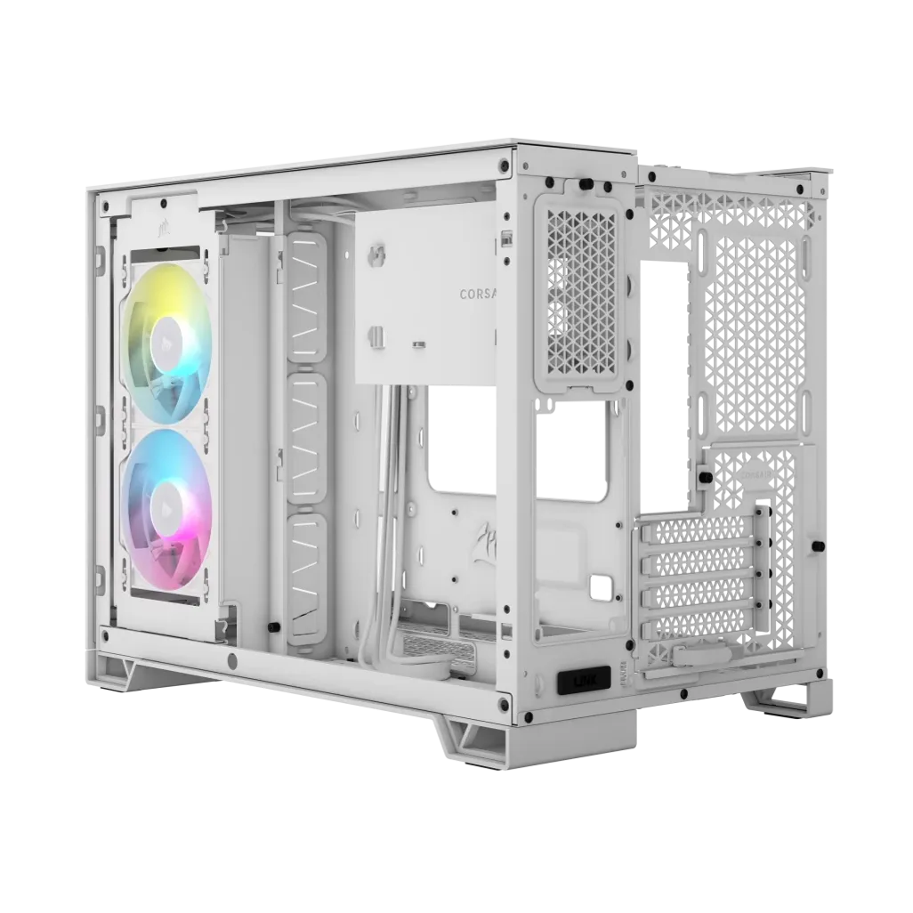 GUNMANSA 2500X RGB Micro ATX White Dual Chamber PC Case; 2x 3.5'' |  2x 2.5'' Drive Bays; Up to 360mm Radiator; 2x 120mm fan incl