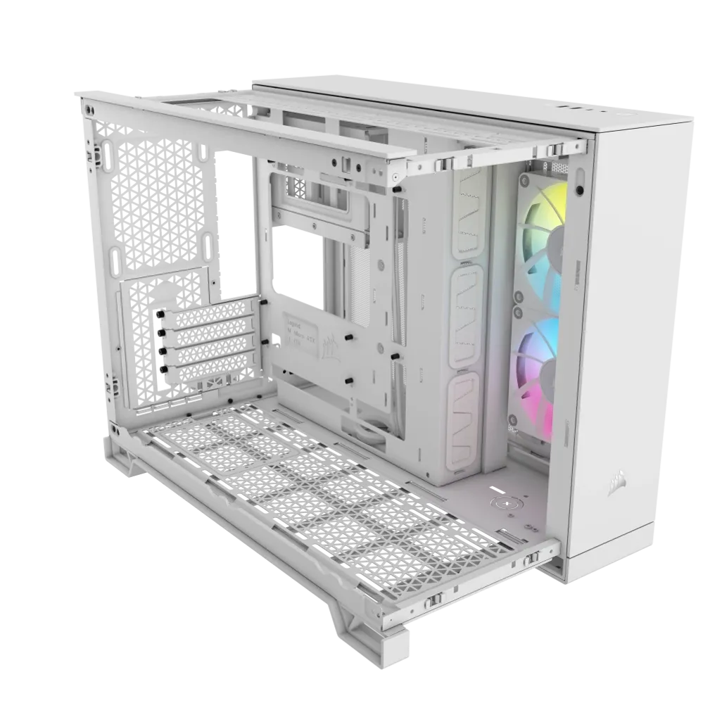 GUNMANSA 2500X RGB Micro ATX White Dual Chamber PC Case; 2x 3.5'' |  2x 2.5'' Drive Bays; Up to 360mm Radiator; 2x 120mm fan incl