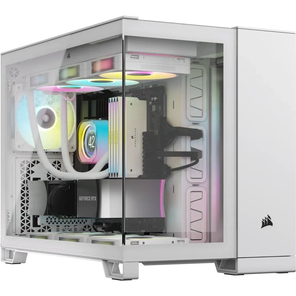 GUNMANSA 2500X RGB Micro ATX White Dual Chamber PC Case; 2x 3.5'' |  2x 2.5'' Drive Bays; Up to 360mm Radiator; 2x 120mm fan incl